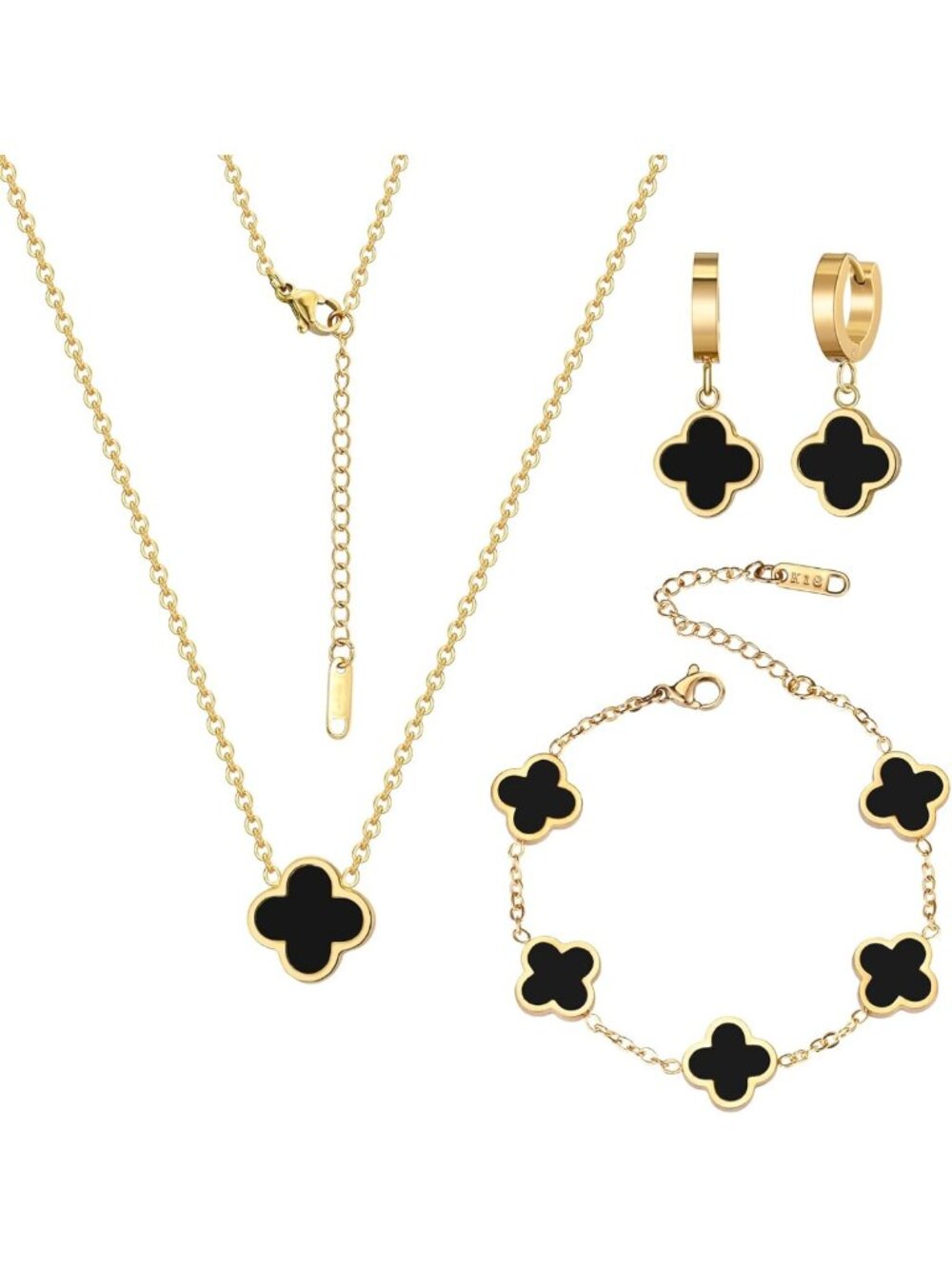 18K Gold Plated Lucky Clover Jewelry Set - Elegant Gift for Women’s Birthdays